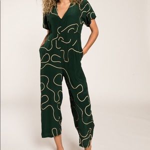 Ali golden DEEP V-NECK JUMPER - HUNTER SQUIGGLE size xsmall never worn